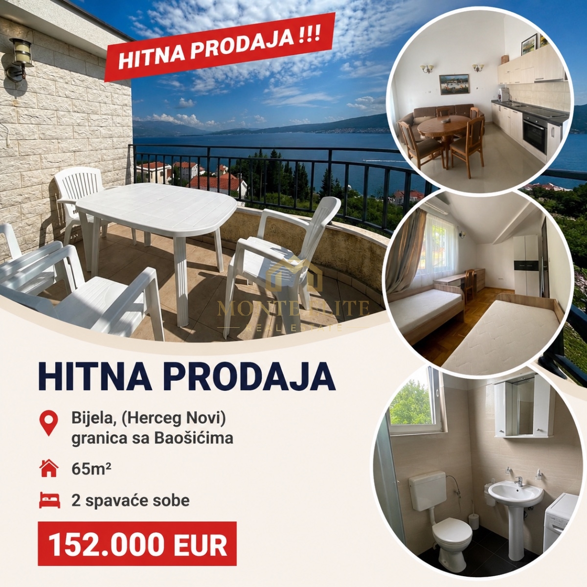 HITNA PRODAJA – BIJELA, Herceg Novi (granica sa Baošićima)