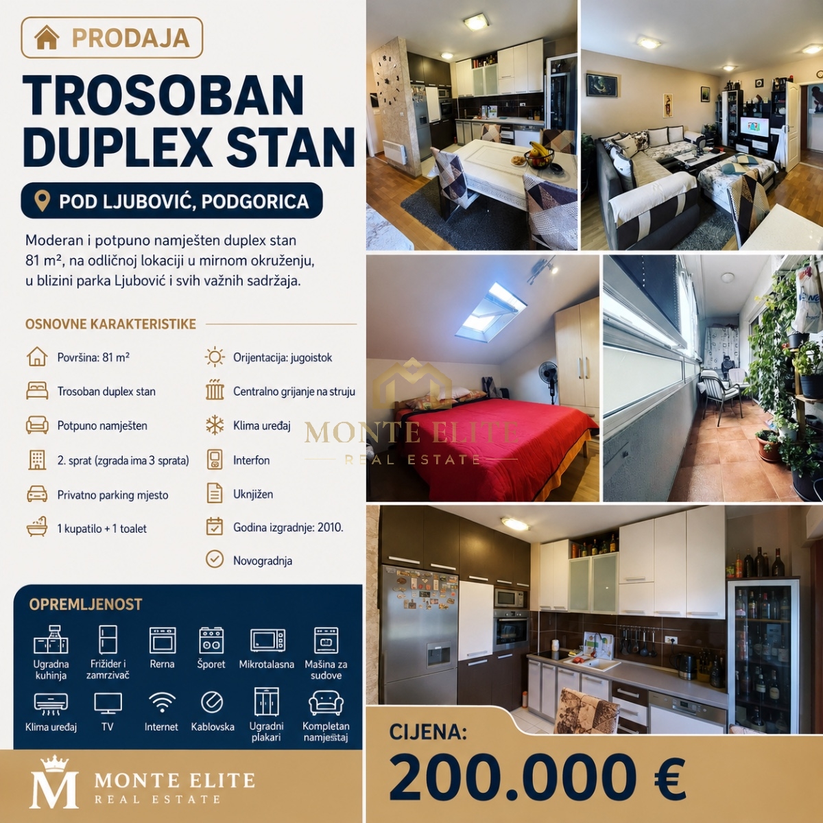PRODAJA – TROSOBAN DUPLEKS STAN | POD LJUBOVIĆ, PODGORICA