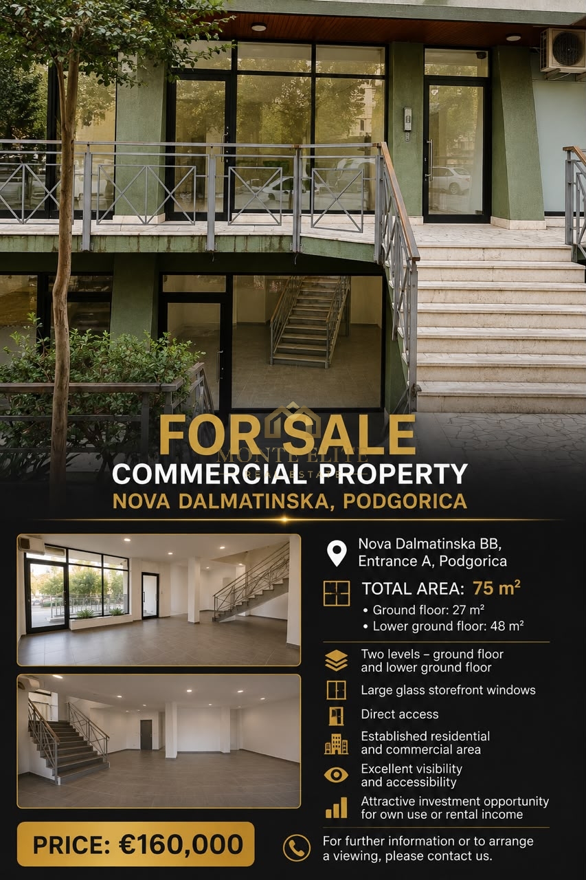 NA PRODAJU – POSLOVNI PROSTOR, NOVA DALMATINSKA, PODGORICA