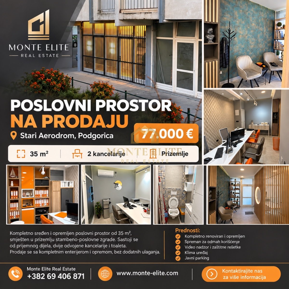 POSLOVNI PROSTOR 35 m² – STARI AERODROM, PODGORICA